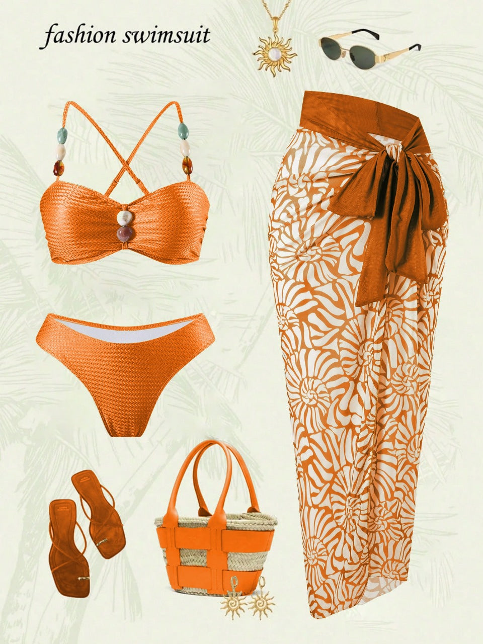 Damen Eleganter Beachwear mit floralem Überrock EB