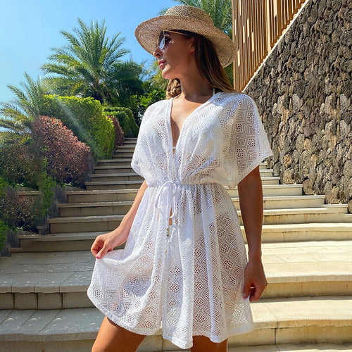 Damen eleganter Häkel-Strandüberwurf EB