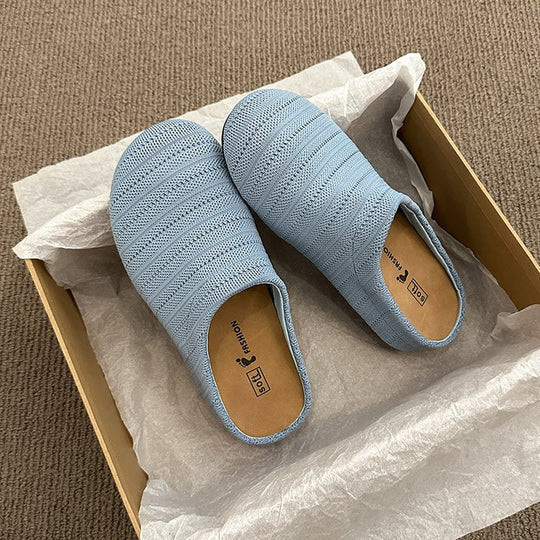 Damen bequeme Slipper aus atmungsaktivem Textilmaterial EB