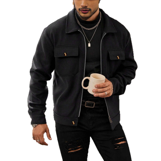 Herren nan CPO-inspiriertes Overshirt-Jacke mit aufgesetzten Brusttaschen und Reißverschluss EB