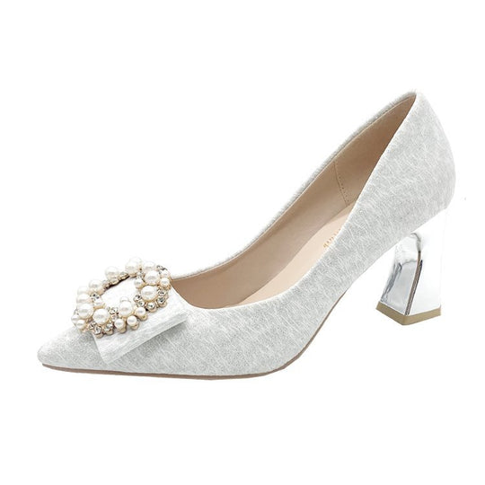 Damen elegante Pumps mit perlverzierten Akzenten EB