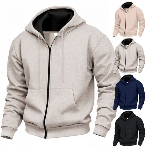 Herren Premium Kapuzenjacke mit durchgehendem Reißverschluss und weichem Fleece-Futter EB
