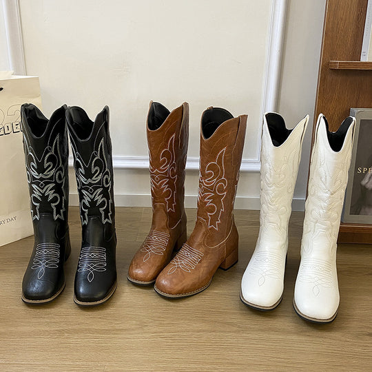 Damen Cowboystiefel im edlen Design mit detaillierter Stickerei EB
