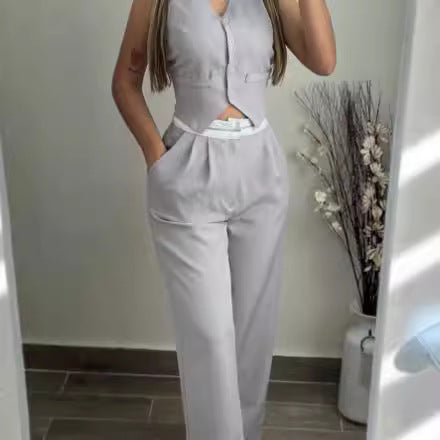 Damen Zweiteiliges Set mit tailliertem Blazer und schicker Hose EB