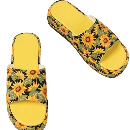 Damen Plateau-Pantoletten mit buntem Schmetterling-Print EB