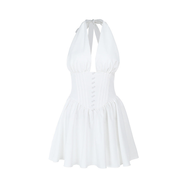 Damen elegantes Wickelkleid mit tiefem V-Ausschnitt und figurbetonter Taille EB