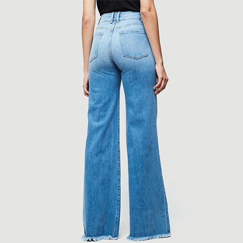 Damen Hoch geschnittene Schlagjeans im Vintage-Look EB