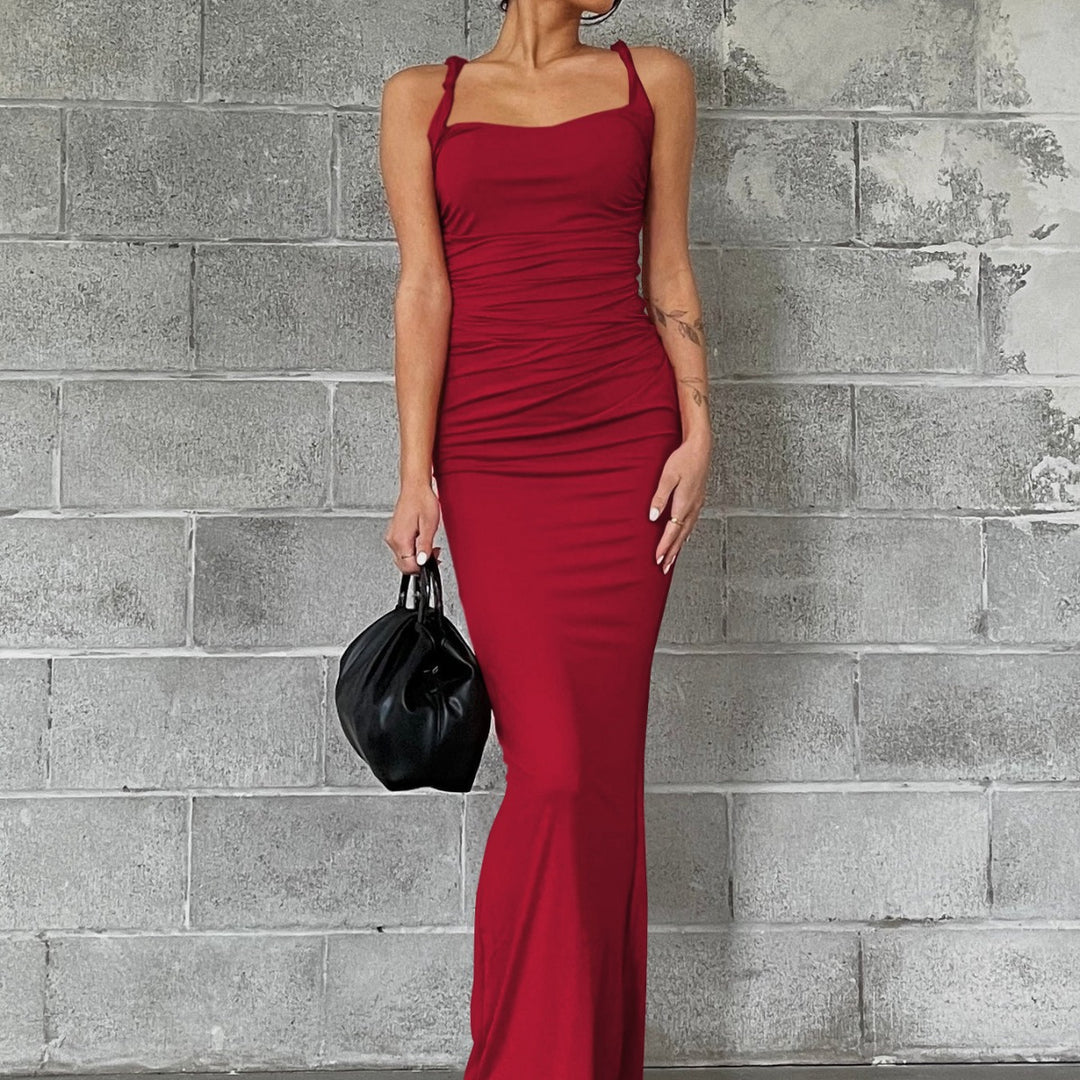 Damen Figurbetontes Maxikleid mit raffinierten Rüschendetails EB