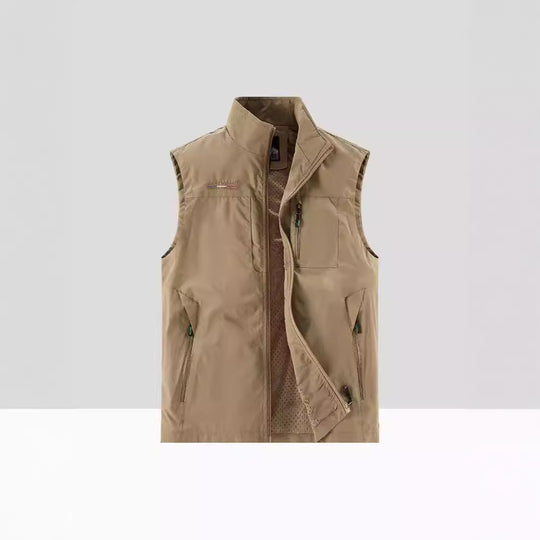 Herren Leichte Atmungsaktive Outdoor-Softshellweste mit Mesh-Innenfutter und Mehrfach-Reißverschlusstaschen EB