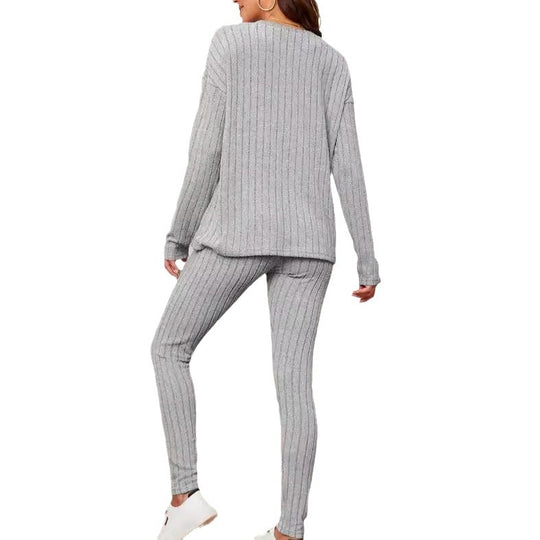 Damen Lässiges Strick-Set mit Gerippter Struktur und Weitem Schnitt EB