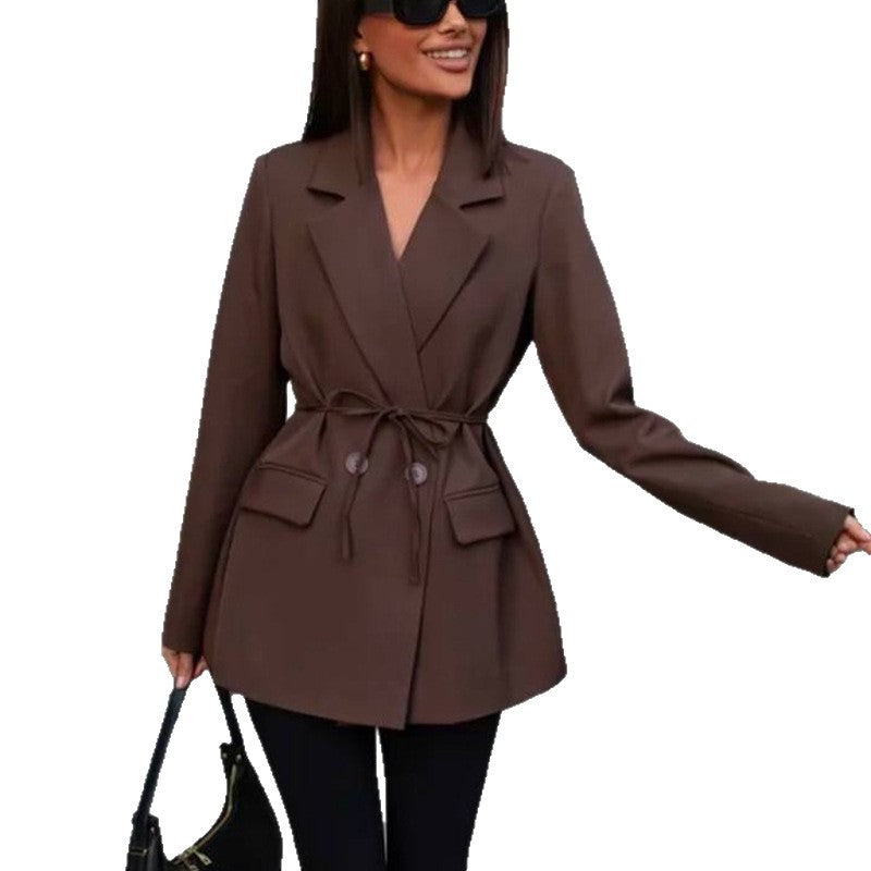 Damen modischer Blazer mit taillierbarem Gürtel EB