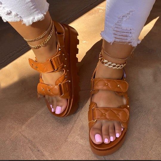 Damen Komfortsandalen mit verstellbaren Riemen und rutschfester Sohle EB