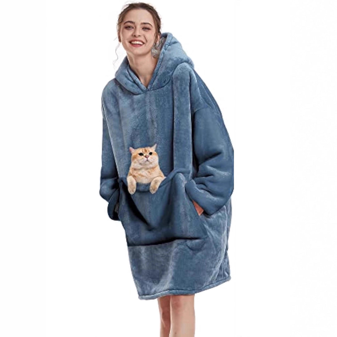 Damen Oversize Kapuzen-Kuscheldecke aus Mikrofaser mit Sherpa-Futter EB