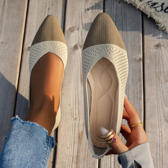 Damen Ballerinas mit kreativem Hahnentrittmuster und flexiblem Fußbett EB