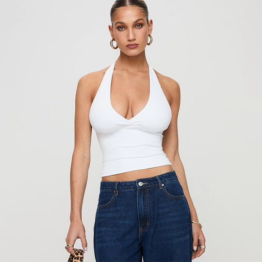 Damen Haltertop mit tiefem V-Ausschnitt EB