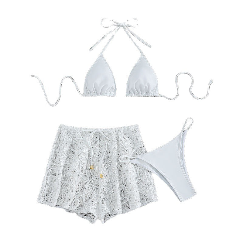 Damen Sexy Hüllen-Bikini-Set mit dekorativem Spitze EB