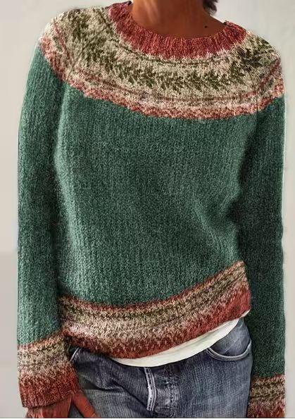 Damen nan Norwegerpullover aus Wollmix mit Rundhalsausschnitt und traditionellem Fair-Isle-Yoke EB