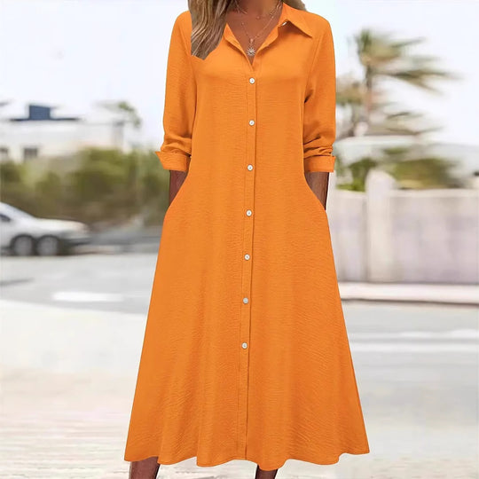 Damen Hemdblusenkleid mit praktischen Taschen und elegantem Schnitt EB