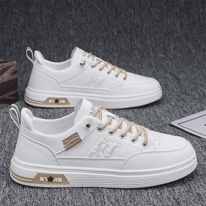 Herren minimalistische Kunstleder-Sneaker mit belüfteter Zehenperforation und gepolsterter Fersenschlaufe EB