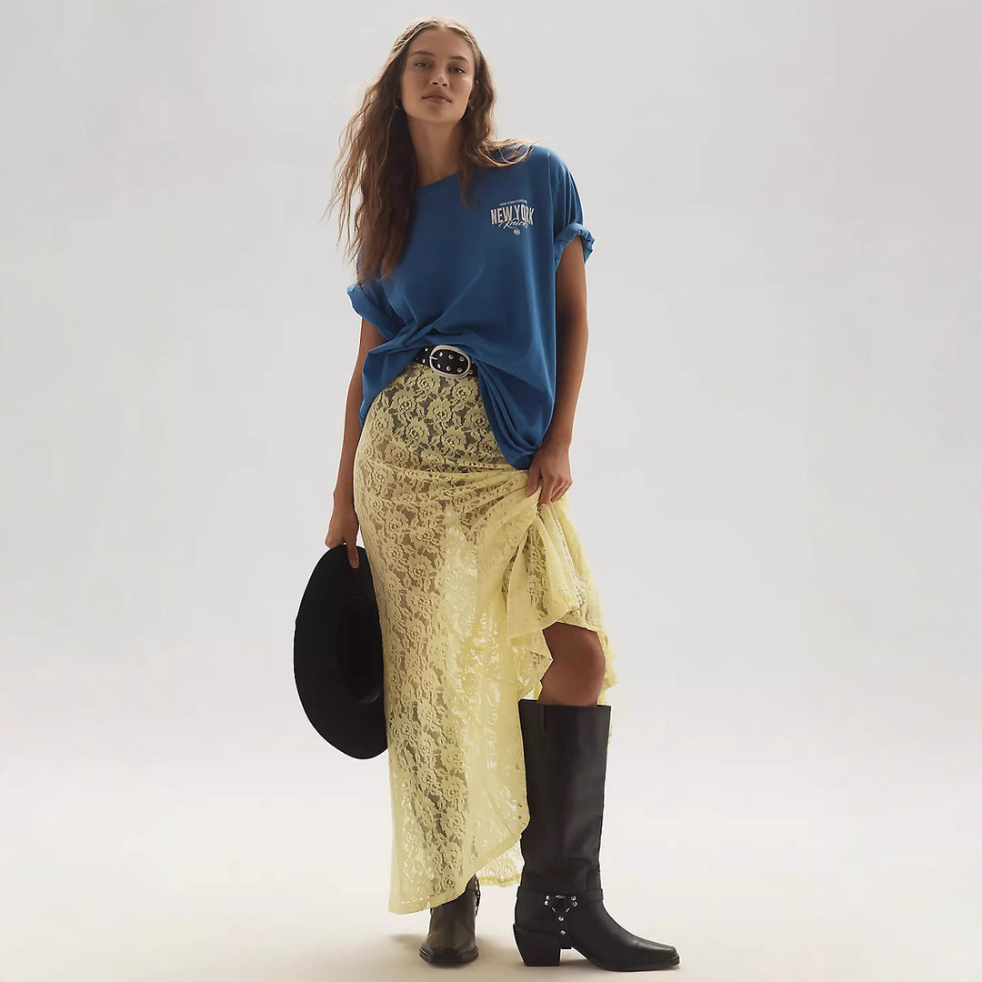 Damen lässiges T-Shirt mit coolem Druck und oversized Schnitt EB