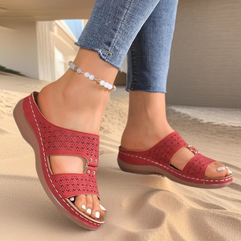 Damen Komfort-Sandalen mit perforiertem Obermaterial und gepolsterter Fußbettung EB