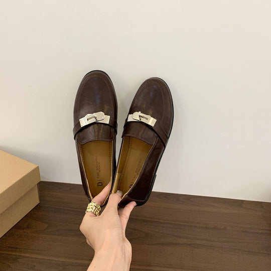 Damen elegante Mokassins mit modischem Schnallenakzent EB