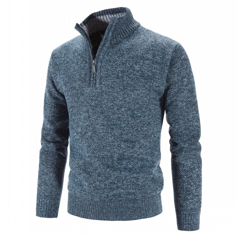 Herren modischer Strickpullover mit halbem Reißverschluss und strukturiertem Design EB