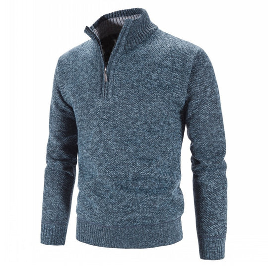 Herren modischer Strickpullover mit halbem Reißverschluss und strukturiertem Design EB