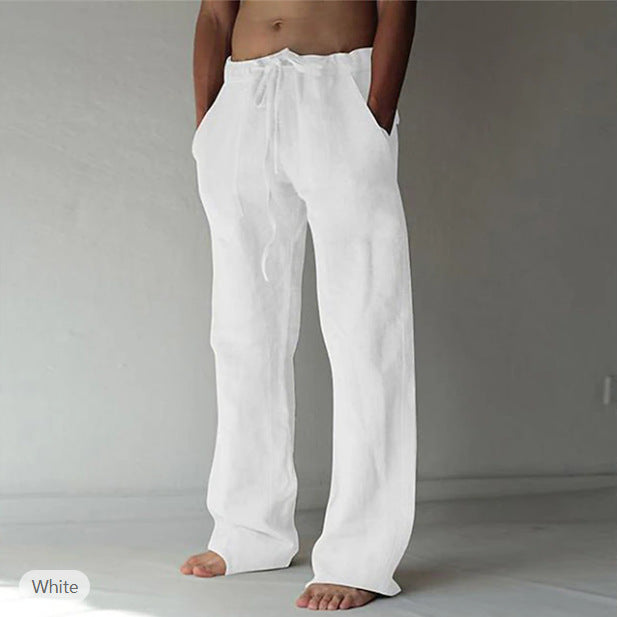 Herren nan Leinenhose mit weitem Schnitt Kordelzug und Seitentaschen EB
