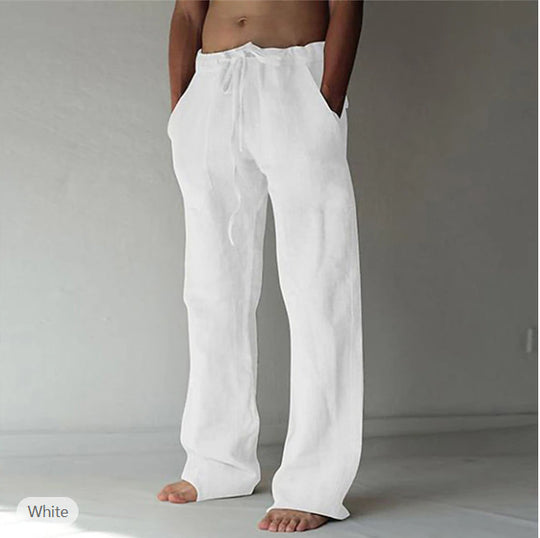 Herren nan Leinenhose mit weitem Schnitt Kordelzug und Seitentaschen EB