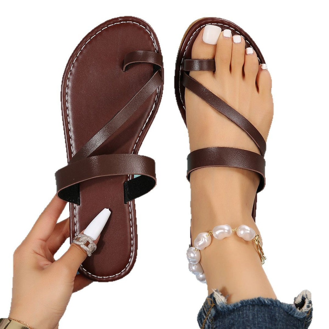 Damen elegante Riemchen-Pantoletten mit schimmerndem Perlenschmuck EB