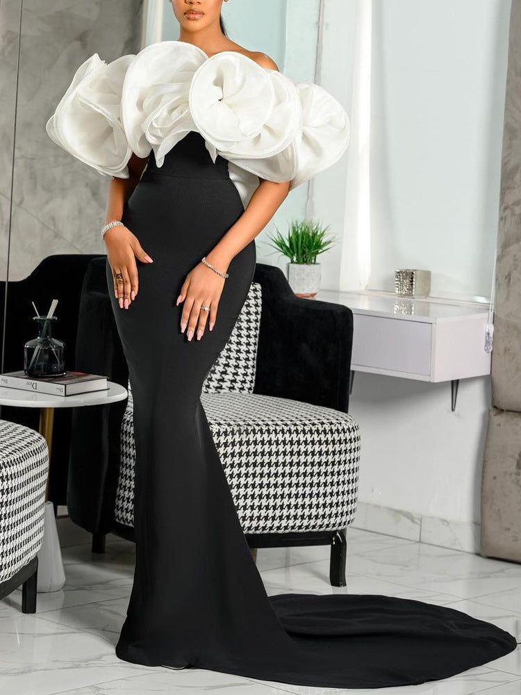 Damen Elegantes Abendkleid mit voluminösem Oberteil und figurbetontem Rock EB