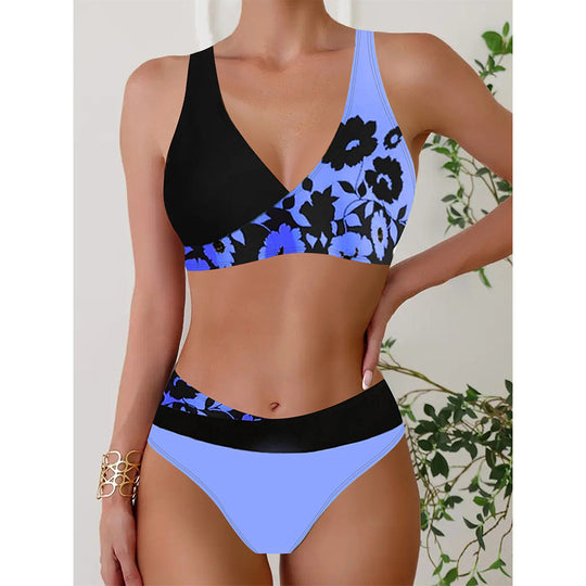 Damen Badeset mit glänzendem floralem Muster EB