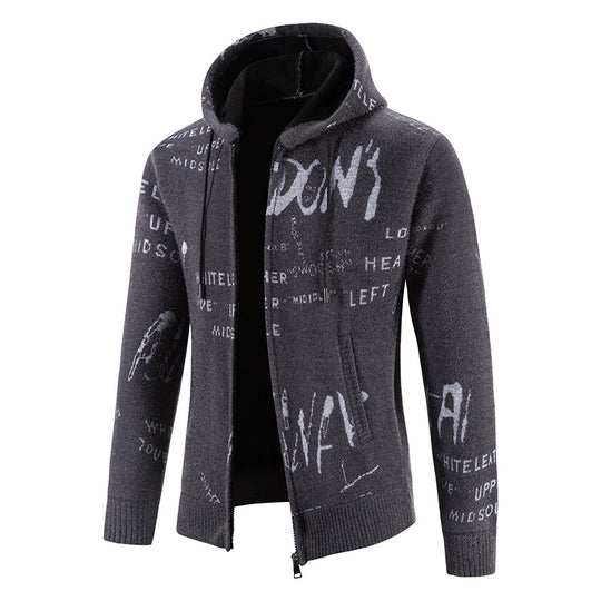 Herren modische Kapuzenjacke mit kreativem Print EB