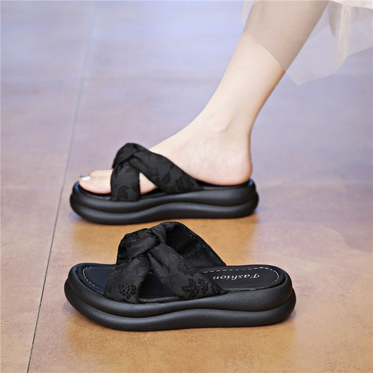 Damen flache Sandalen mit modischem Knötchendesign EB