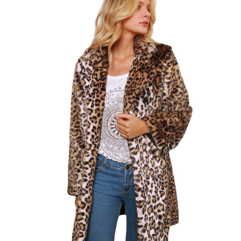 Damen Kunstpelz-Cape mit einzigartigem Leopardenmuster EB