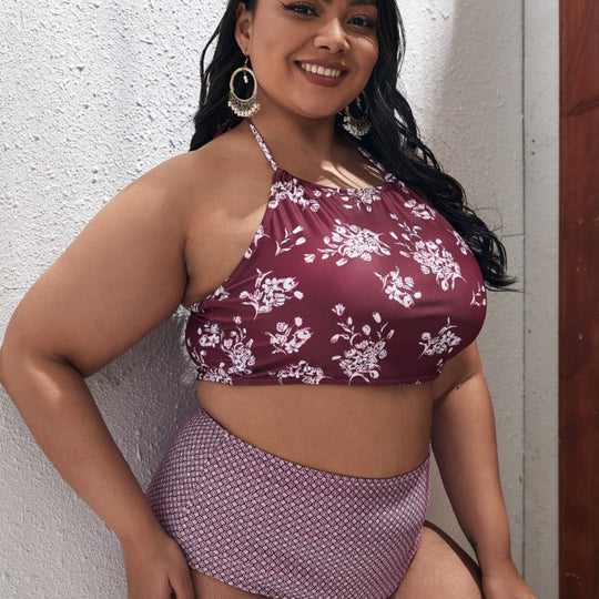 Damen Hochgeschnittener Bikini mit modischem Cropped-Oberteil EB