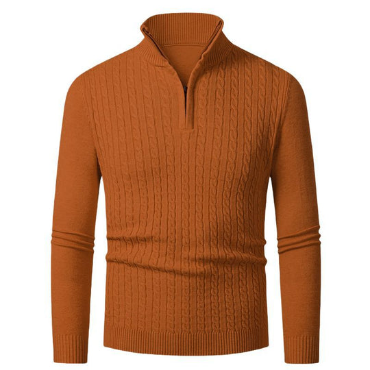 Herren Strickpullover mit modischem Zopfmuster und hochgeschlossenem Kragen EB