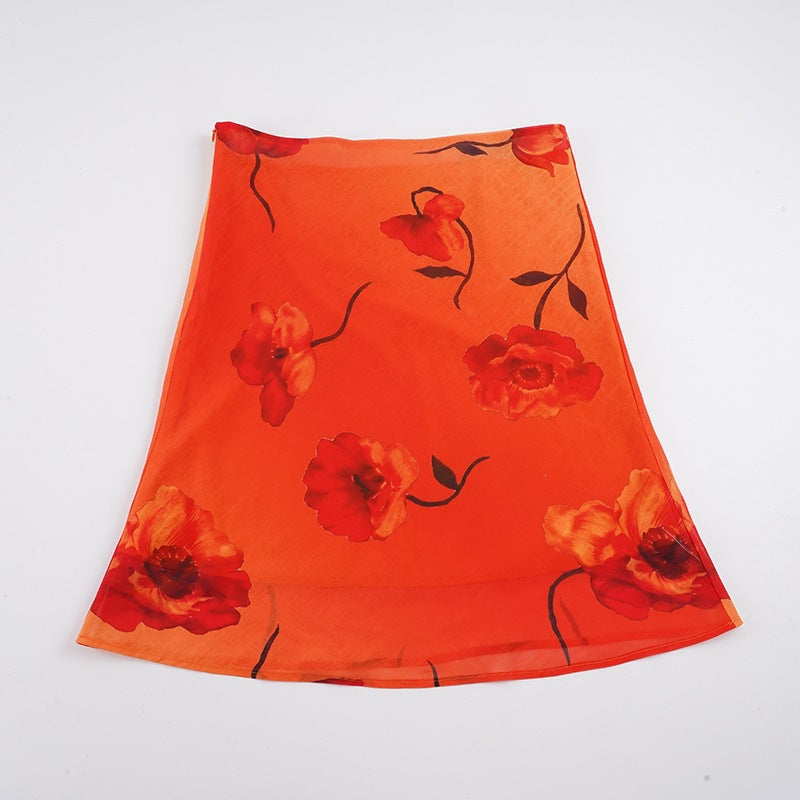 Damen schwingender Sommerrock mit floralen Mustern und leichtem Stoff EB