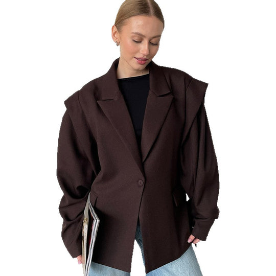 Damen eleganter Oversized-Blazer mit Gürteldetail EB