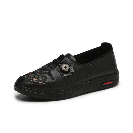 Damen bequeme Mokassins mit floralem Design EB