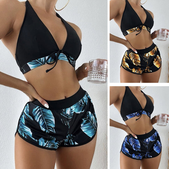 Damen Bikini-Top mit abnehmbaren Trägern und modischen Shorts EB