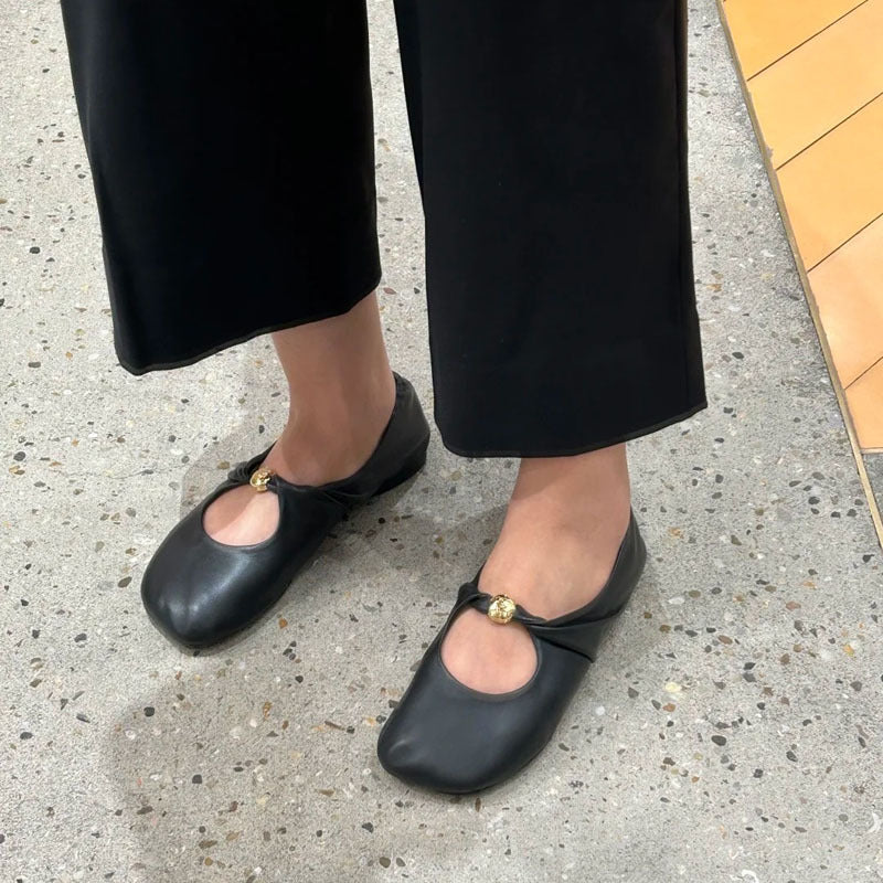 Damen Bequeme Ballerinas mit modischem Knoten-Detail EB