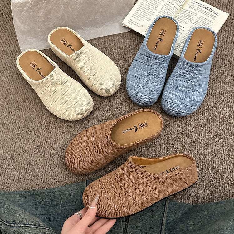Damen bequeme Slipper aus atmungsaktivem Textilmaterial EB