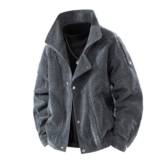 Herren gepolsterte Wollmix Übergangsjacke im Oversize-Schnitt mit Stehkragen EB