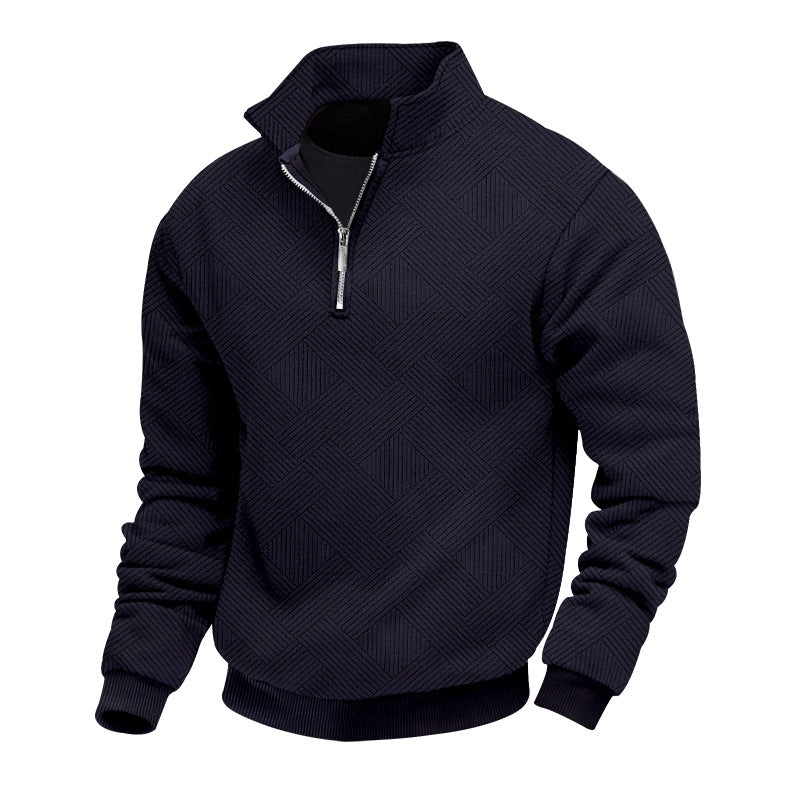 Herren hochwertiger Strickpullover mit Stehkragen und modischem Reißverschluss EB