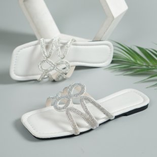 Damen Glitzernde Zehentrenner-Sandalen mit eleganter Schleifenverzierung EB