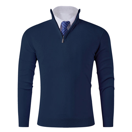 Herren eleganter Stehkragenpullover mit Reißverschluss EB