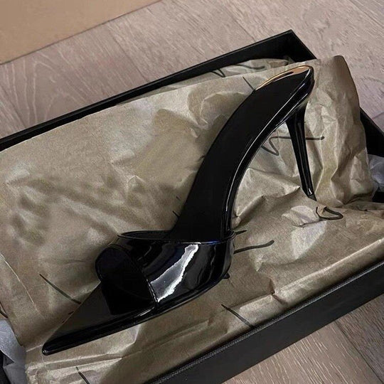 Damen elegante High-Heel Pantoletten mit raffinierter Spitze und bequemer Fütterung EB