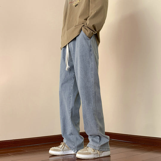 Herren lässige Denim-Hose mit bequemem Schnitt und elastischem Bund EB